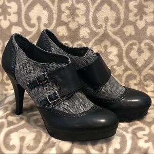 Buckle Oxford Platform Heeled Bootie